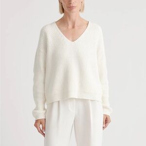 Quince 100% Organic Cotton Fisherman V-Neck Sweater